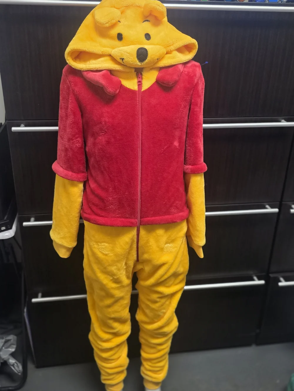 Disney Plush Winnie the Pooh Costume Hoodie and Pants in Yellow and Red